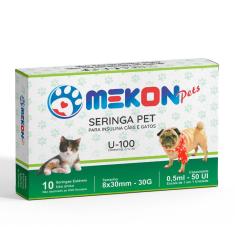 Seringa Mekon Pet Insul. U-100 Cães Gatos 100Un 0,5Ml 8X30Mm