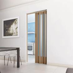 Porta Sanfonada de PVC 210x72cm Translúcida BCF Castanho