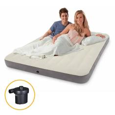 Colchão Inflável Casal Dura Beam Fiber Tech Queen com Bomba Elétrica Intex 110v