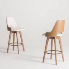 Conjunto 2 Banquetas Lary Decorativa Giratória Linha Alta-frente Linho-costas Sintético Marrom