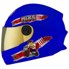 Capacete Fechado Mixs Start Infantil Blocks, AZUL, 54