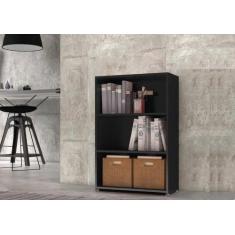 Livreiro Multiuso 2 Prateleiras Preto Faroé Brienza - Brienza Movelari