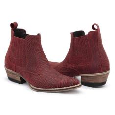 Kit 2 Pares Botina Candieiros Bico Fino Couro, 40, Café, Vermelho