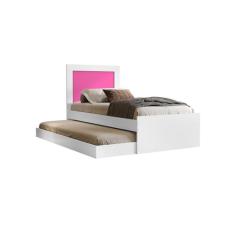 Cama Luara Solteiro Com Auxiliar Branco/Rosa/Azul  VJ Móveis