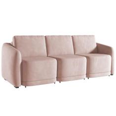 Sofá Cama para Sala de Estar 3 Lugares 306cm Montserrat K01 Veludo Ros