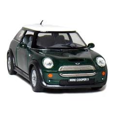 Miniatura Mini Cooper S Escala 1/28 Metal Kinsmart  á Fricção(Verde) -