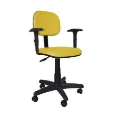 Cadeira Secretaria Bolt com Braco Regulavel - Maiart, Amarelo, Couro S