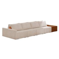 Sofá Ilha 4 Lugares Living 392cm Modulado Lary Bouclê K01 Cor Creme