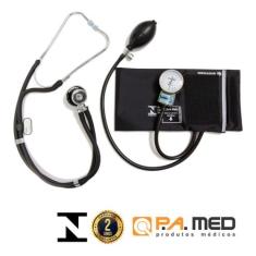 Kit Aparelho De Pressão Esfigmomanometro + Estetoscópio Duplo PA Med -