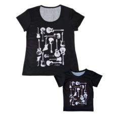 Tal Mãe Tal Filho Camisetas Estampa Guitarras Adulto e Infantil Kit co