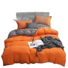 Jogo De Cama Casal Comum 7 Peças Edredom Abóbora Com Cinza - Casa Da F