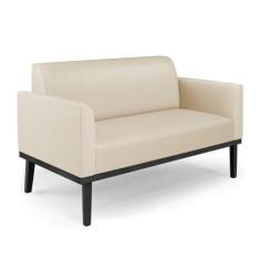 Sofá Namoradeira Base De Madeira Fixa Preto Marisa material sintético 