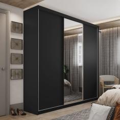 Guarda-roupa Solteiro 100% Mdf Bp com 3 Portas e 1 Espelho Geneve