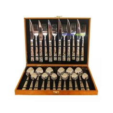 Faqueiro Em Inox Luxo 24 Peças Com Maleta