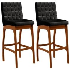 Kit 02 Banquetas Altas Cozinha Mila B04 Preto