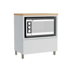 Balcão De Cozinha Marquesa Forno 1 Gaveta C/ Tampo 80cm Branca/nature - Nesher