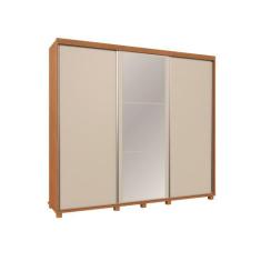 Guarda Roupa Casal Grande Berlin Com Espelho 100 MDF Camas Fenix, NATU