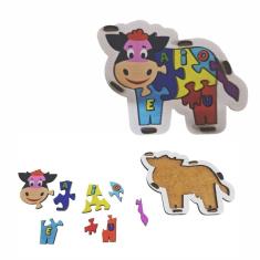Brinquedo Educativo Quebra Cabeça Infantil Vaca Vaquinha Mdf