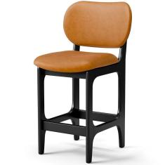 Banqueta Baixa Bar Cozinha E Sala De Jantar Fixa Betta L02 Preto Couríssimo Whisky - Lyam Decor