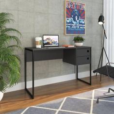 Escrivaninha Mesa Escritório 120cm 2 Gavetas P1012 Retrô - Placa e Pon