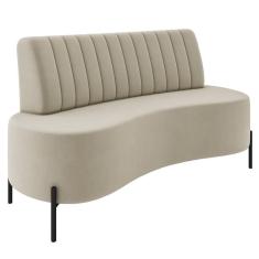 Sofá 2 Lugares 135cm Pés Aço Preto Tamar Z08 Veludo Bege - Mpozenato