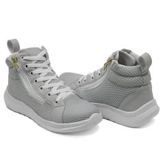 Tênis Cano Alto Fitness  Visual Esportivo Street, Tela Respirável e Zí