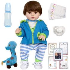 Boneco Reborn Masculino Baby Sapinho Com Chupeta 13 Itens - Cegonha Re