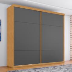 Guarda Roupa Casal Moreira 2 Portas de Correr 4 Gavetas MDF Naturalle-Grafite CasaH