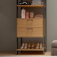 Guarda Roupa Closet Freijó-preto fosco 2 Gavetas TW401 MDF Industrial Pradel Móveis