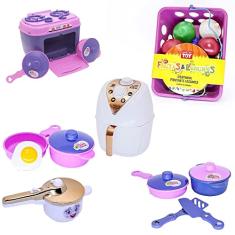 Kit Menina Infantil Cozinha Fogão Panelas Air Fryer 25pç