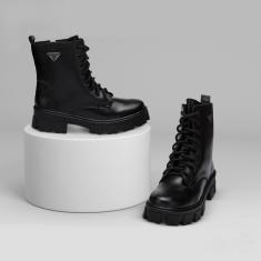 Bota Coturno Feminino Tratorada Ilhós Zíper Lateral Moderna