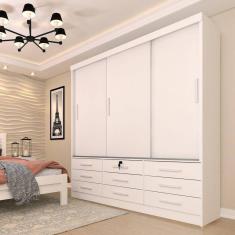 Guarda Roupa Casal 3 Portas 9 Gavetas Chicago Tcil Móveis Neve