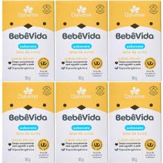 6UN Sabonete Vegetal Bebe Vida Leite de Arroz 90g Davene