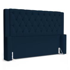 Cabeceira Cama Box Casal Padrão Atena 160cm Capitonê com Frame Veludo Azul Marinho - Desk Design