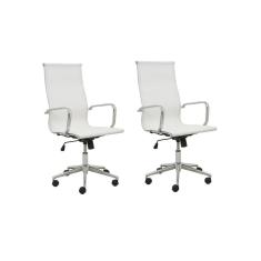 Kit 2 Cadeiras de Escritório Presidente Giratória Office Sevilha Tela Rivatti Branco
