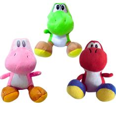 03 Pelúcias Yoshi Verde Vermelho e Rosa 30cm