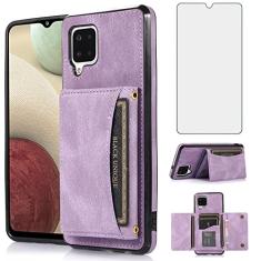 Asuwish Capa de telefone para Samsung Galaxy A42 5G capa carteira com protetor de tela de vidro temperado e suporte de cartão de couro PU acessórios para celular Glaxay A 42 G5 Gaxaly 42A S42 4G 2021