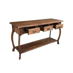 Aparador 3 Gavetas Pé Luis Xv de Madeira Maciça Móveis Rústicos Adelin