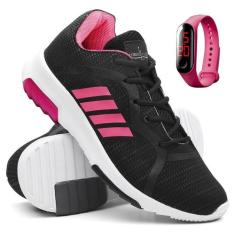Tênis Feminino E Relogio Academia Confortável Barato - Lorenzo, Preto,