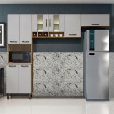 Cozinha Compacta 3 Peças 8 Portas Zafira Valdemóveis, Cinamomo/Off Whi