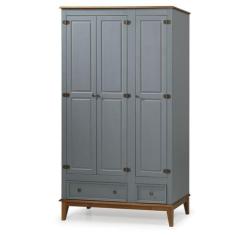 Guarda-Roupa Rústico 3 Portas e 2 Gavetas - Madeira Maciça e MDF - Apa