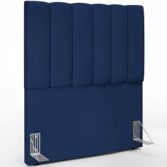 Cabeceira Cama Box Solteiro 100 cm Dália W01 Suede Azul Marinho - Lyam
