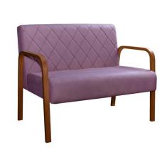 Namoradeira Lara Poltrona 2 Lugares Moderna Braço Madeira - Bella Deco