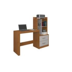 Escrivaninha Com Estante 2 Gavetas Alana JCM Movelaria, Cinamomo/Off W