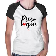Baby Look Raglan Psicologia por amor - Foca na Moda, Branco, Preto, M