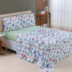 Jogo de Cama Queen Algodão Malha Macia e Resistente Estampado 04 Peças