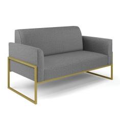 Sofá Namoradeira Base Industrial Alta Dourado Marisa Linho Grafite A26