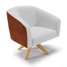 Poltrona Decorativa Giratória MA30 Stella Nozes/Linho Cinza D03 - D'Ro