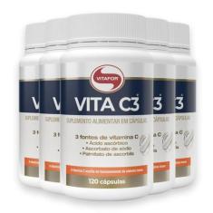 Kit 5 Vita C3 Vitamina C Vitafor 120 Cápsulas