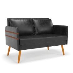 Namoradeira 02 Lugares Mari Corano Preto Pés Palito Castanho